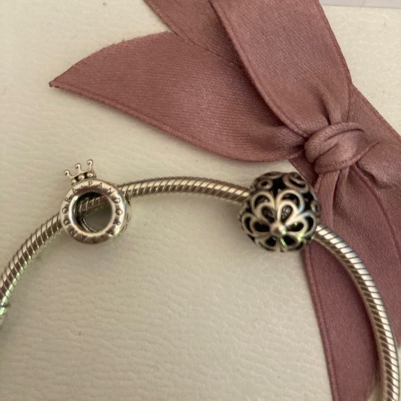 PANDORA Heart Clasp Bracelet - Sterling Silver (59071919) With 2 Charms Boxed - Picture 5 of 5